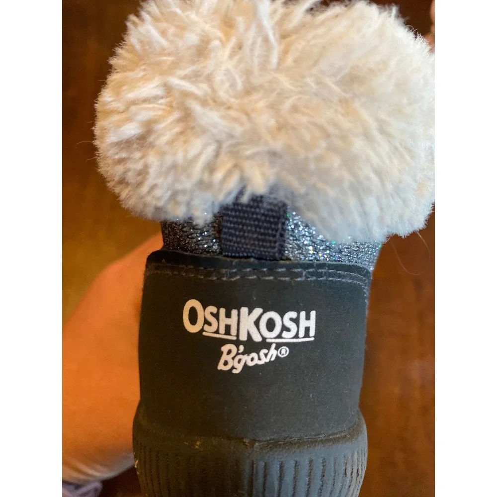 OshKosh Bgosh Joyita2 Silver Glitter Faux Fur Boots Toddler Girls Size 10 Pink